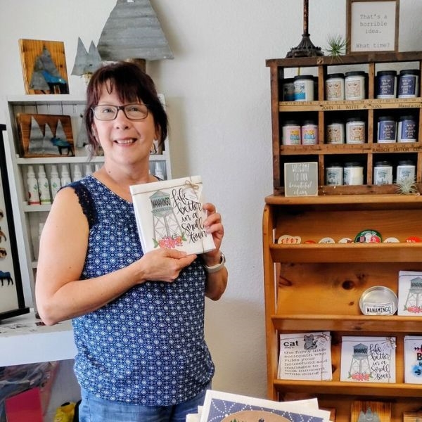 Carole Timbeross inside her shop