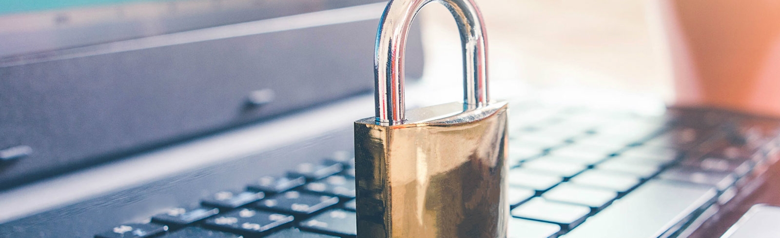 A padlock on a keyboard